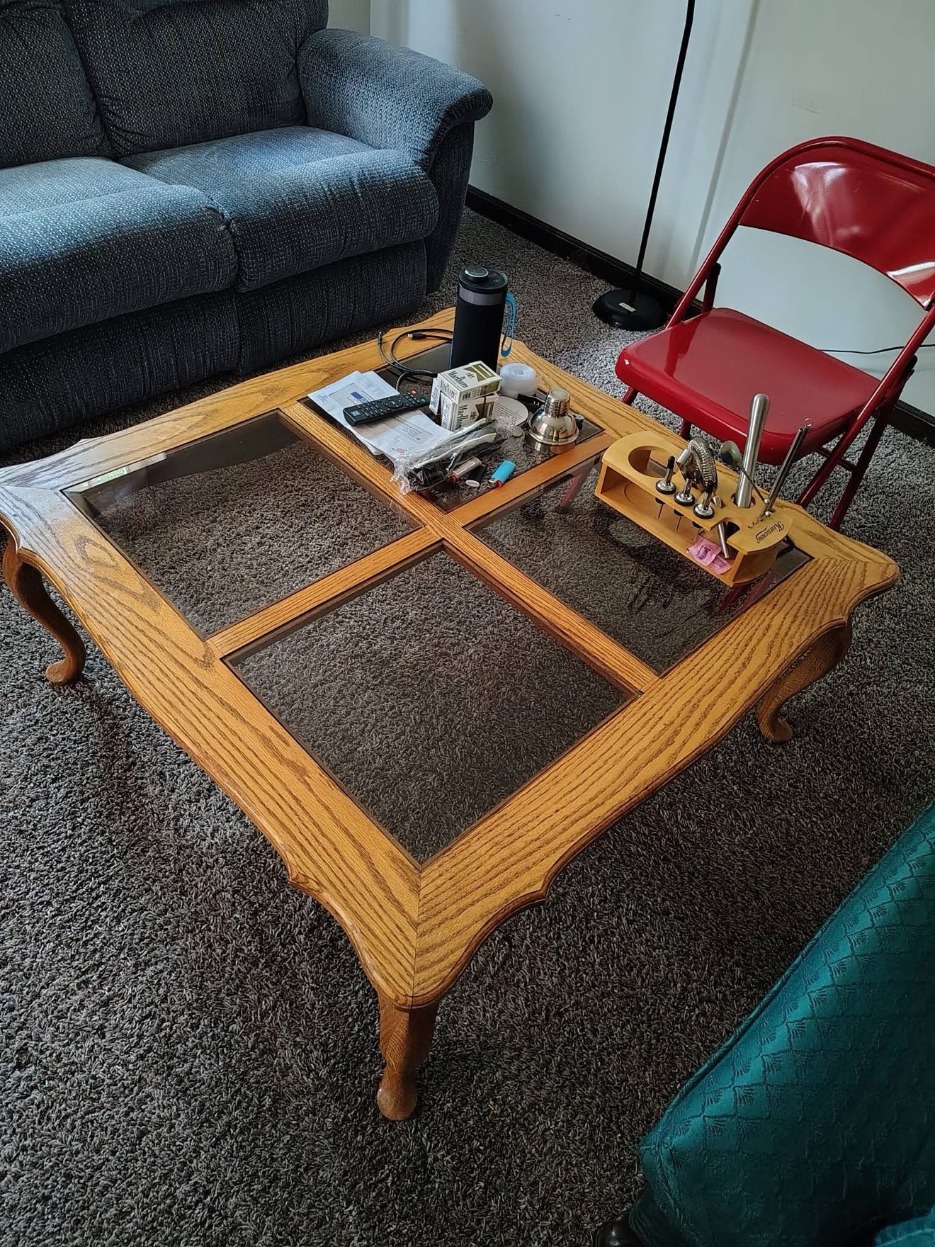 Same coffee table clean and organized after detailing